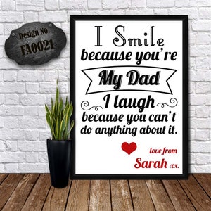 BIGLIETTI PER IL GIORNO DEL PAPÀ - Poster personalizzato - Stampa a parete di compleanno - Carine Papa Card - Regalo di papà premuroso - Biglietto di compleanno personalizzato - Happy Fathers Day
