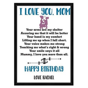 Ich liebe dich Mama Gedicht personalisierte Muttertagsgeschenk, Happy Christmas Mom Geschenkkarte A3, A4, A5 Druck Geschenk – Valentinstag Geschenk für Mama