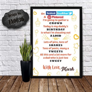 FUNNY DAD BIRTHDAY - Regalo per papà - Buon compleanno Papa - Biglietti di compleanno moderni - Regalo dal figlio - Poster personalizzato - Simpatica Pappa Cards