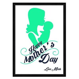 PERSONALISED Happy Mother’s Day Card, Present, Framed Poster Print – Mom Hugging Baby