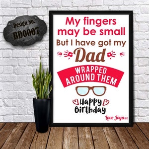 CARD FROM SON - Glasses Print Card - Happy Birthday Papa - Papa Birthday Prints - My Fingers May Be Small - Personalized Greeting Cards