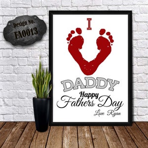 PIEDI STAMPA CUORE - Biglietto di buon compleanno - I Love Daddy - Regalo di compleanno unico - Poster compleanno Papa - Biglietti personalizzati - Biglietto di compleanno papà