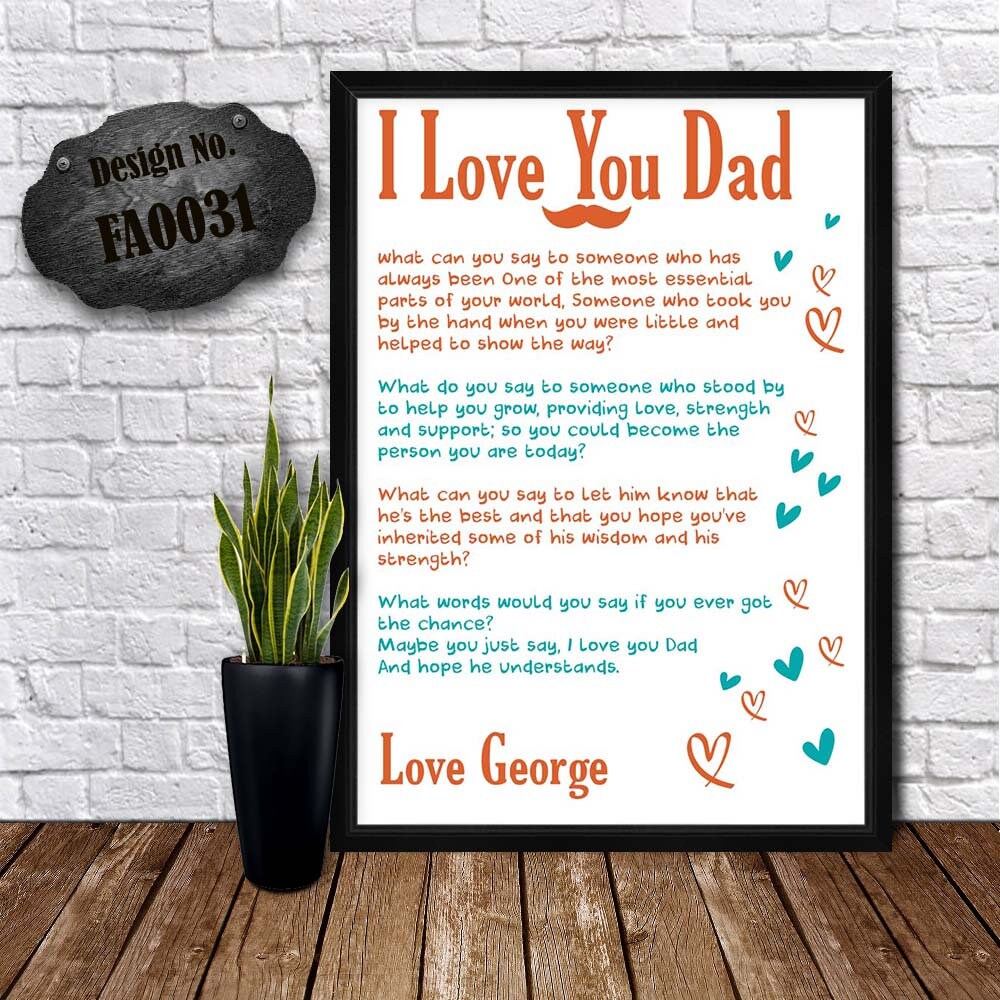 LOVE YOU DAD - Dad Valentine Gift - Christmas Day Cards - Fathers Day Poem  - Custom Design Cards - Modern Birthday Card - Personalized Poem - Etsy, image size:1000x1000