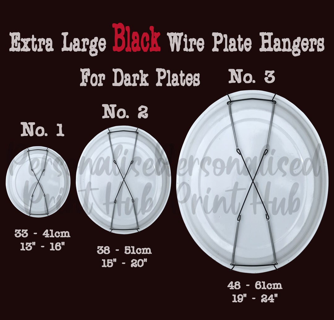 Extra Large Black Wall Display Plate Dish Wire Spring Hanger Holder