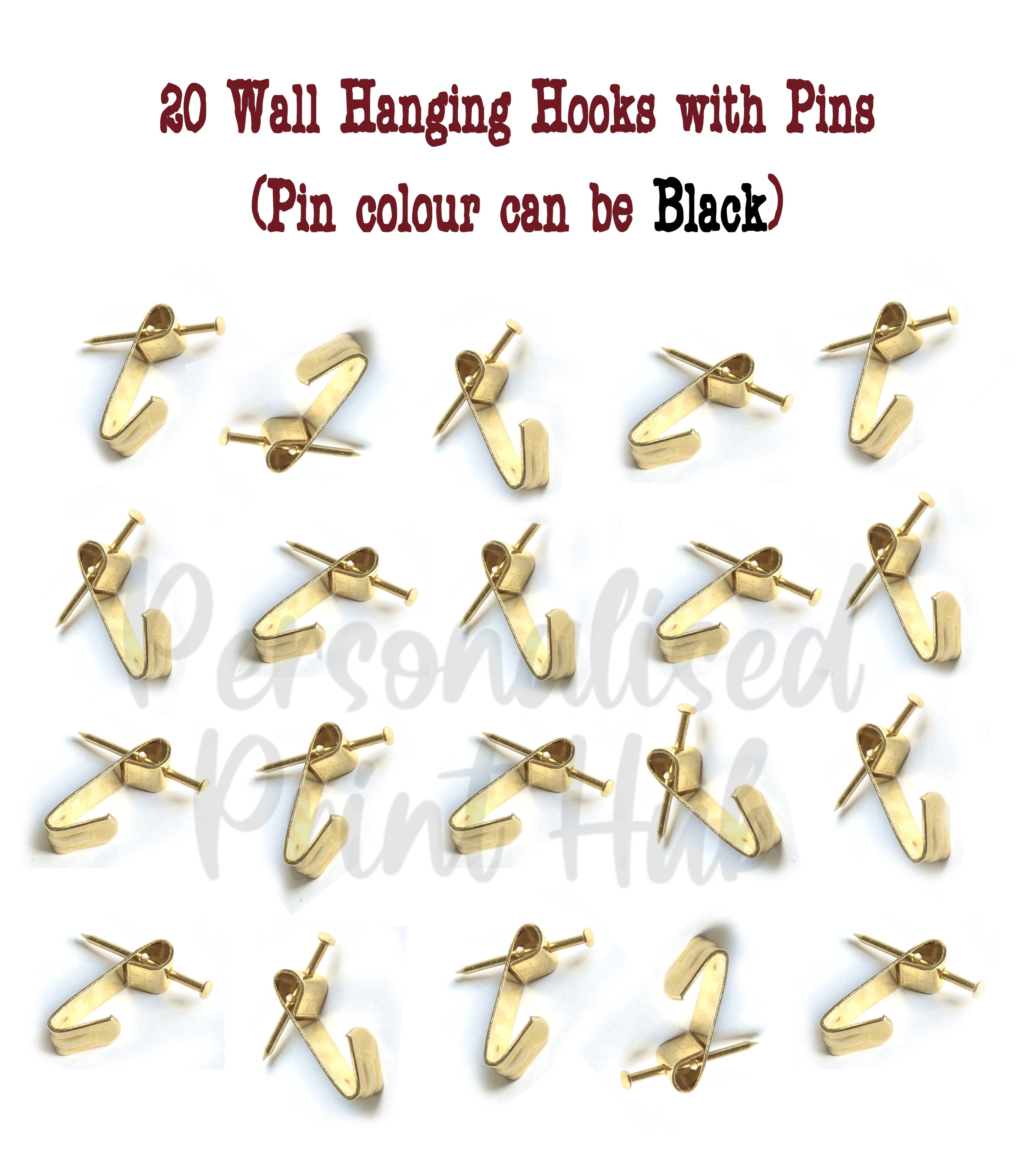 20 Brass Wall Hanging Hooks, Picture Frame Hooks, Photo Frame