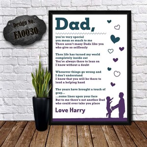 DADDY BIRTHDAY CARD - Papá con hijo - papá regalo de Navidad - tarjeta para el abuelo - saludo del día de los padres - tarjeta de papá hermoso - poemas personalizados