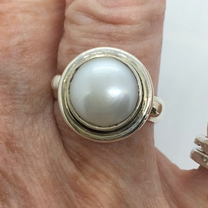 Fresh Water Pearl Sterling Silver Cab Ring