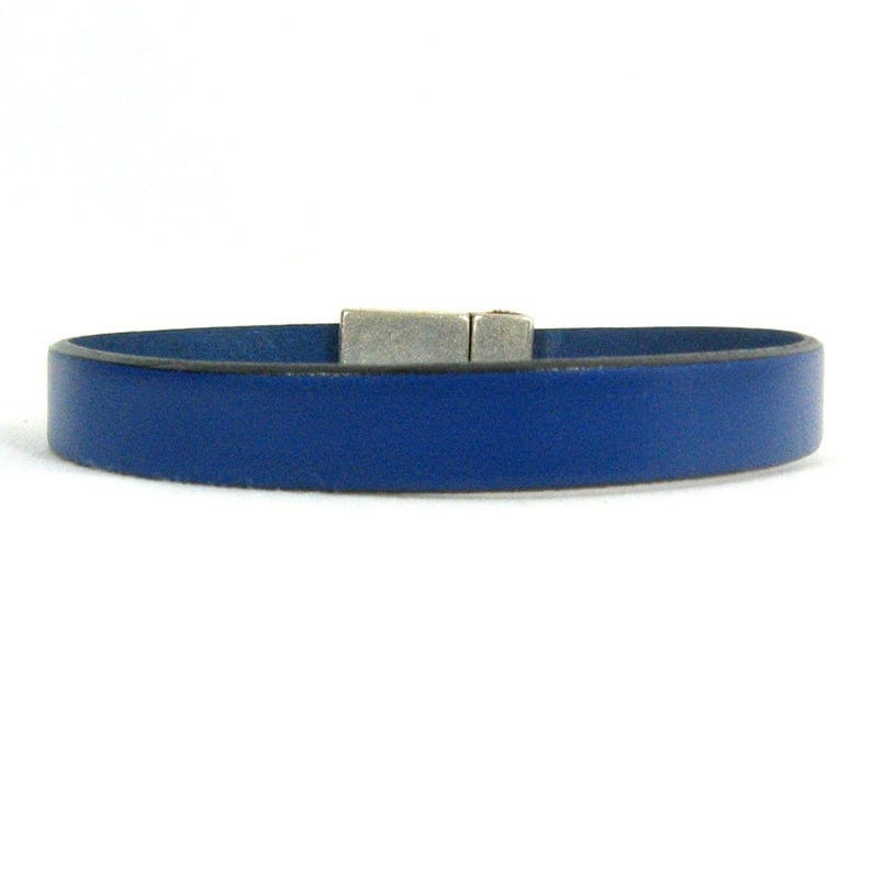 May include: A blue leather bracelet with a silver magnetic clasp.
