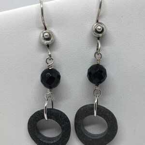 Onyx & Carned Stone Sterling Silver Earrings