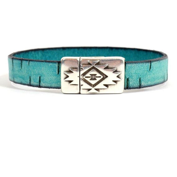 Men's Bark Leather Bracelet/men's Turquoise Leather Bracelet/men's