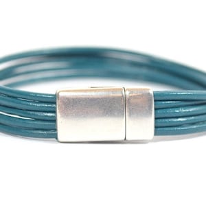 PKD Awareness Bracelet - Five Strand 2mm Round Leather Bracelet with Antique Silver Clasp -(2R-513)