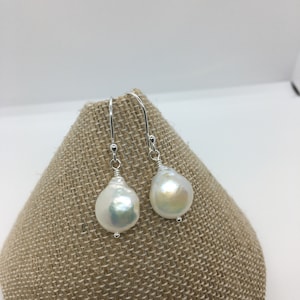 Fresh Water Coin Pearl Sterling Silver Earrings - COIN