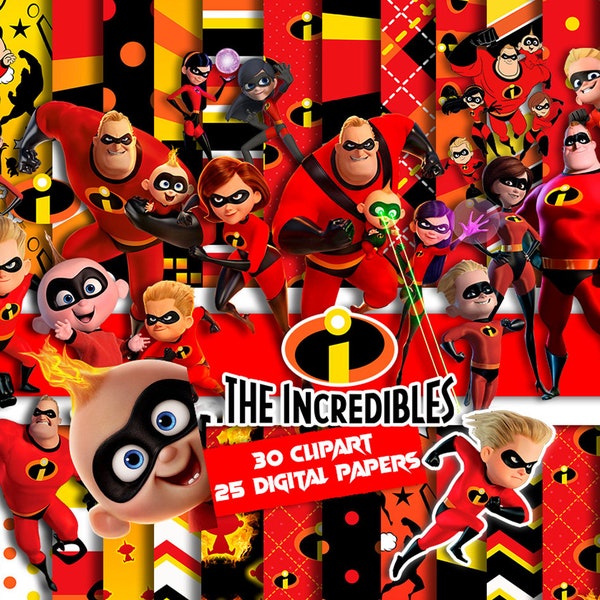 Incredibles Clipart, Digital Incredibles PNG, digital, Download Incredibles birthday printables png, Incredibles Digital Paper sublimation