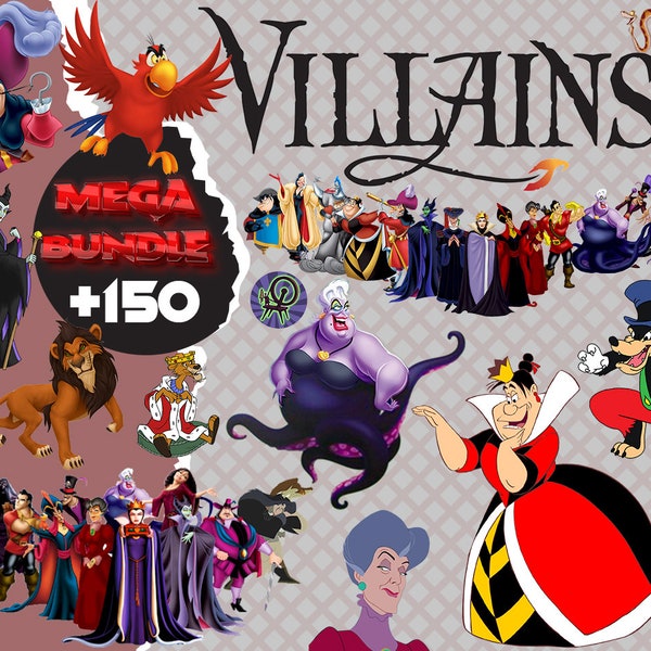 Villains Clipart bundle, Villains printable decor, Villains Digital Download, Villains PNG Clipart, Captain Hook Maleficent Evil Queen png