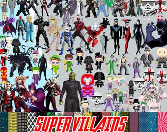 Super Villains PNG Clipart, Villains décor imprimable, Villains Digital Download, Anti Heroes Clipart,