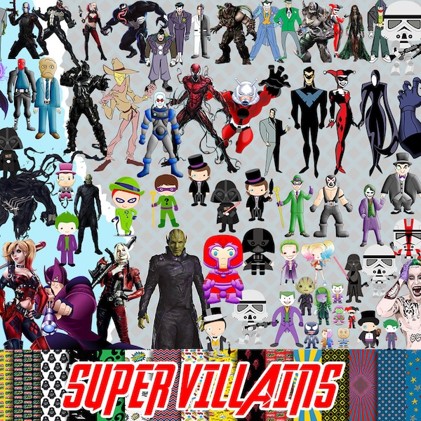 Super Villains PNG Clipart, Villains printable decor, Villains Digital Download, Anti Heroes Clipart,