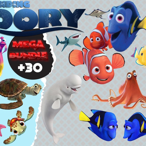 Dory Clipart PNG Digital Download, sous la mer décor fond transparent nemo png