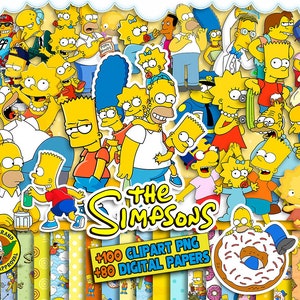Simpsons Clip Art bundle, Simpsons PNG, Bart Simpson PNG, instant Download, Simpsons Birthday printables, Simpsons Birthday Invitation png