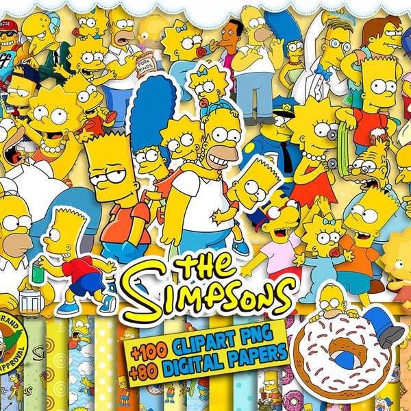 Simpsons Clip Art bundle, Simpsons PNG, Bart Simpson PNG, téléchargement instantané, Simpsons Birthday imprimables, Simpsons Birthday Invitation png