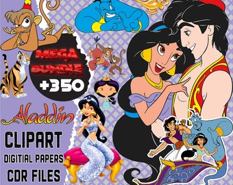 Aladdin PNG bundle, Princess Clipart for Aladdin Birthdays and party, Aladdin Clipart bundle, Jasmine PNG, Birthdays invitation png cartoon