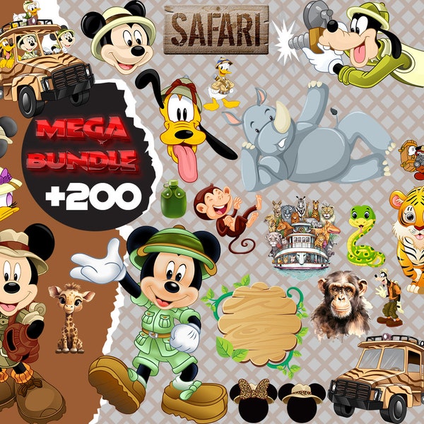 200+ Safari Micke clipart bundle, Jungle PNG, Animal Safari Clipart, Safari Sublimation png, Animal Kingdom png, Adventure Safari, cartoon