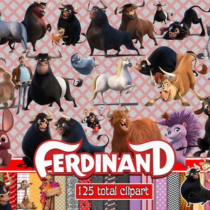 Ferdinand the bull png bundle, Ferdinand clipart, Movie Birthday decor, transparent background, Clip Art sublimation zdjęcie 1