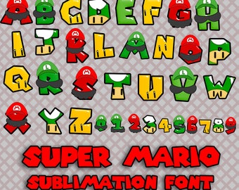 Super Mario Alphabet png, Super Bro Font, super font letras png, super font, fuente infantil para cumpleaños, super Bro Clipart, Alfabeto mixto