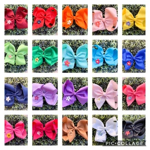 Girls embroidered hair bows image 1