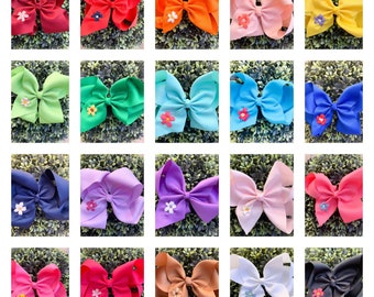 Girls embroidered hair bows