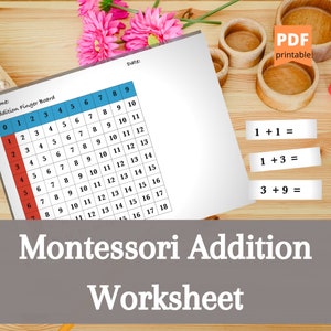 Gráficos de suma Montessori imprimibles / Hoja de trabajo digital / Listo para imprimir / Matemáticas Montessori