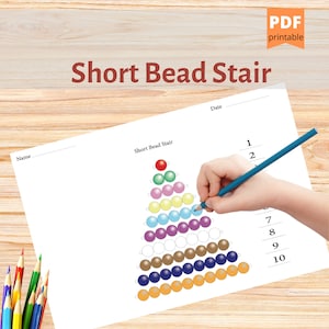 Montessori Farbige Bead Stair | Montessori Mathematik | Zählen | Digitales Arbeitsblatt Montessori