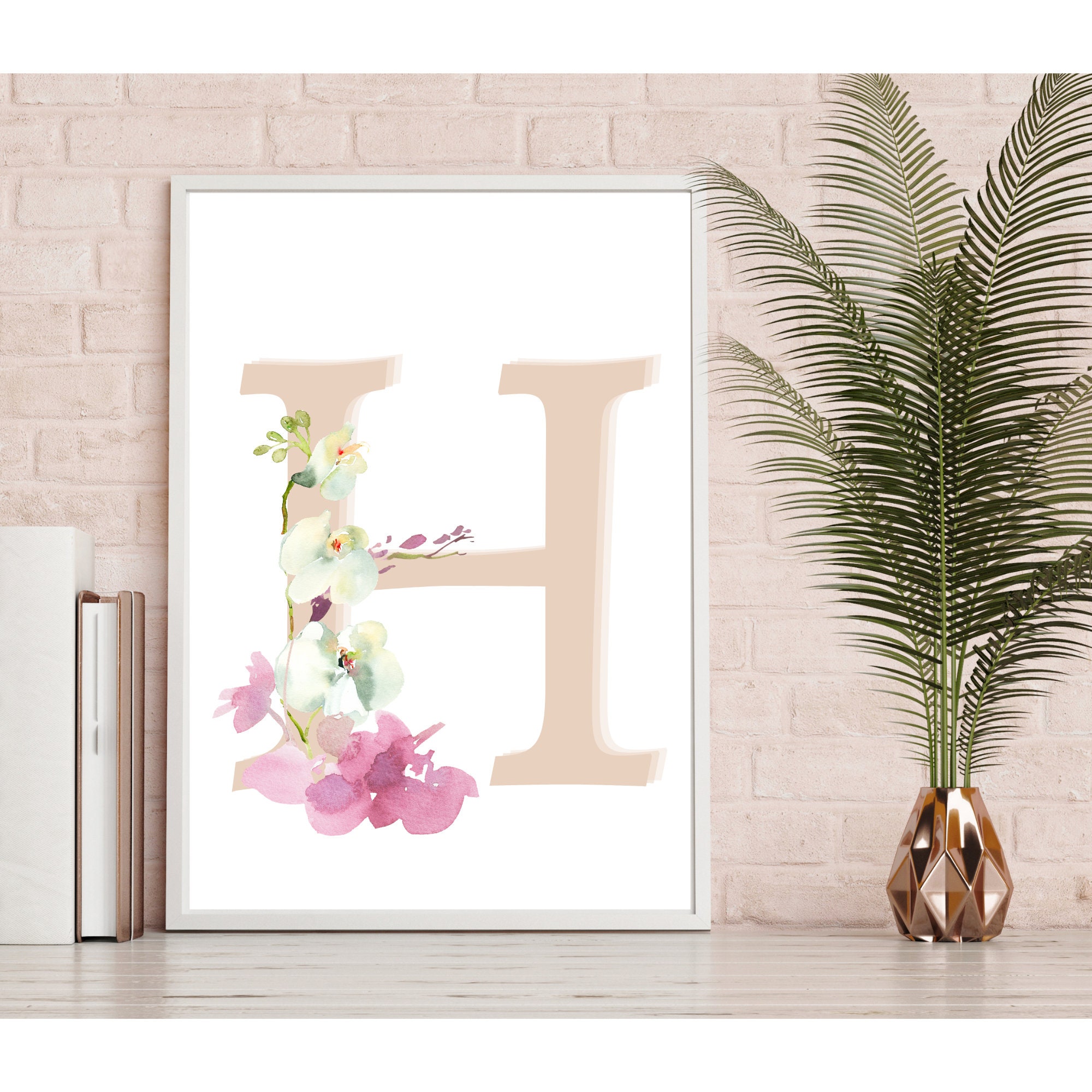 Monogram Letter H Wall Art Printable for Nursery Monogram Etsy