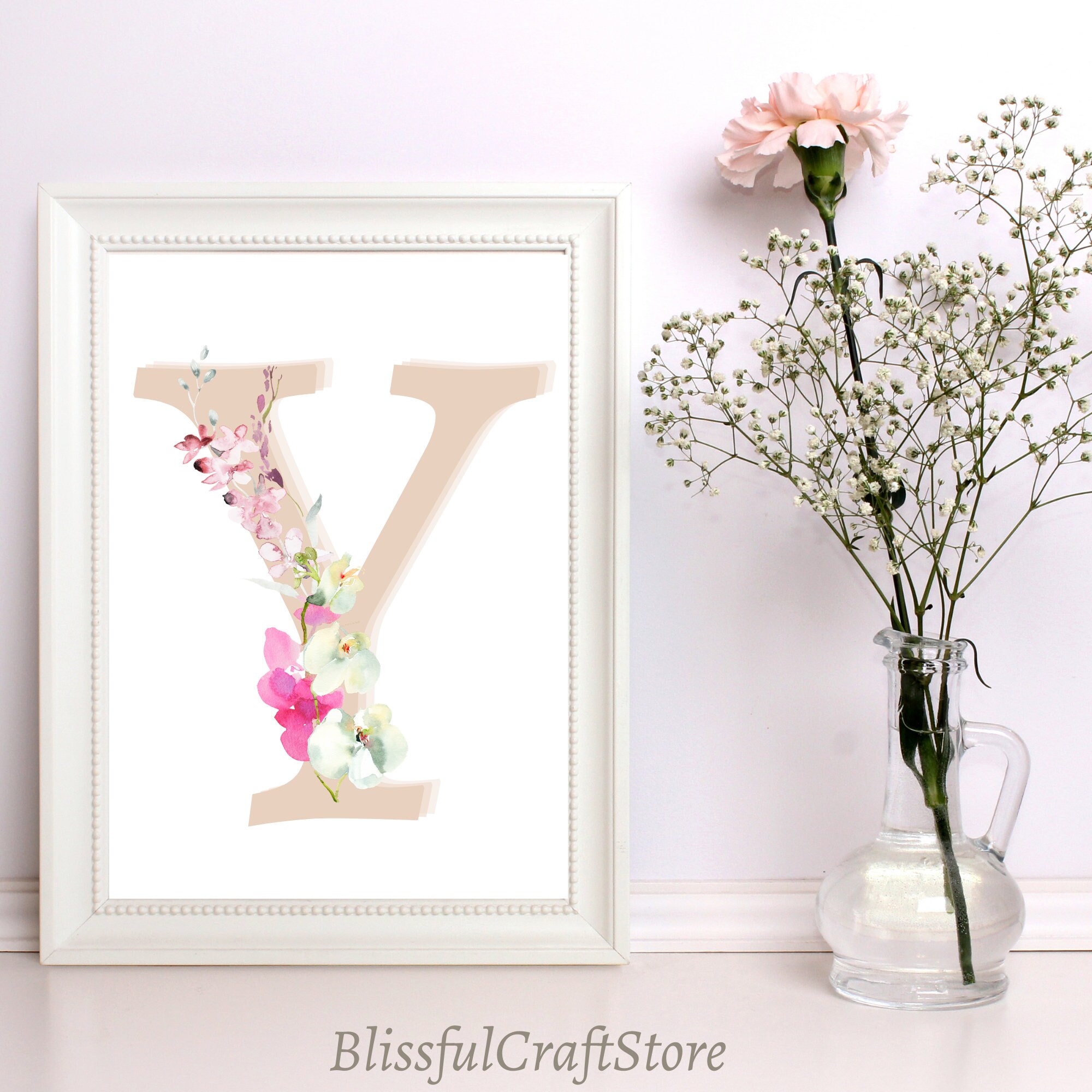 Monogram Letter Y Wall Art Printable for Nursery | Monogram Nursery ...