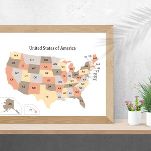 USA States Wall Art | 11 x 14 inch | Modern Nursery Print | Nursery Printable Wall Art