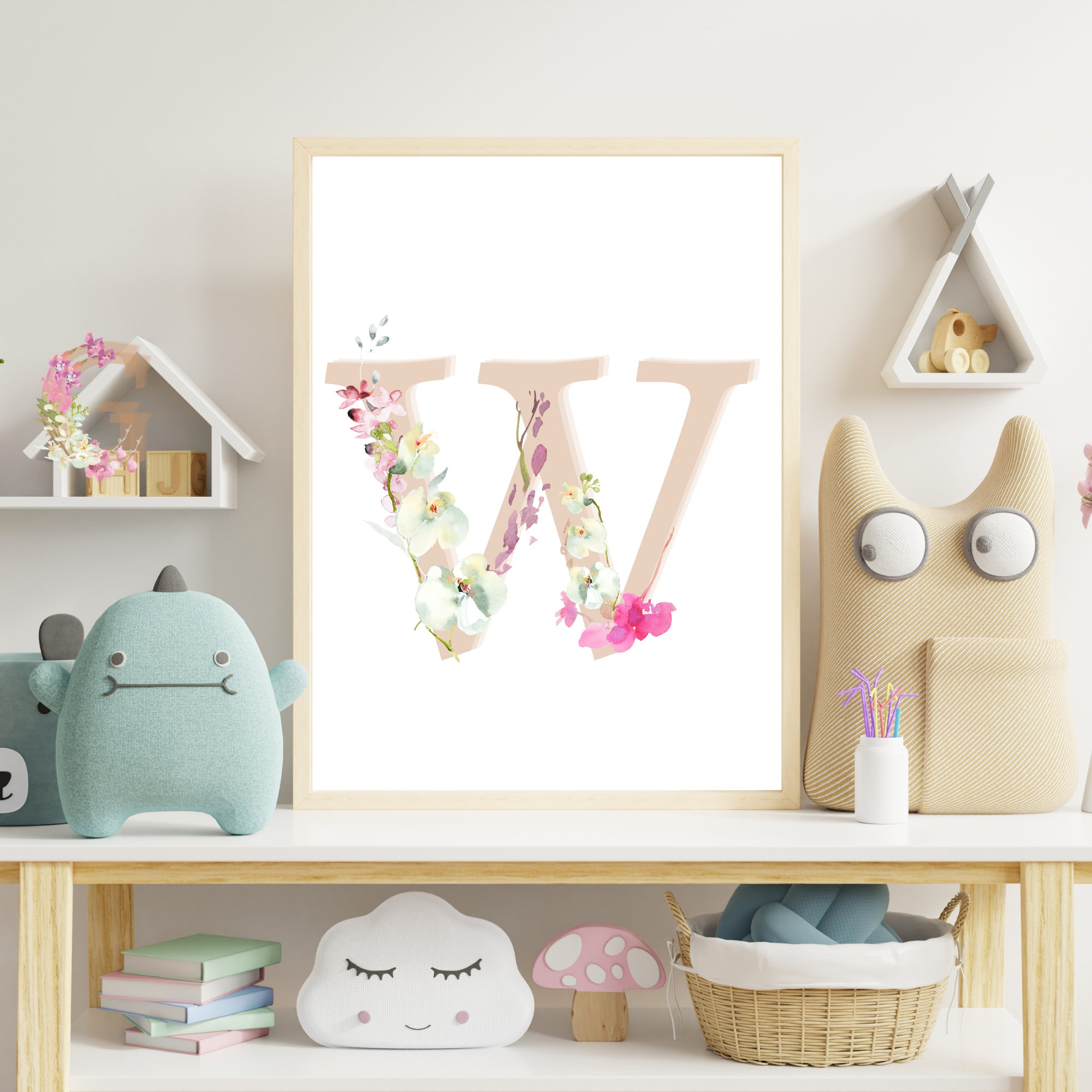 Monogram Letter W Wall Art Printable For Nursery Monogram - Etsy.de