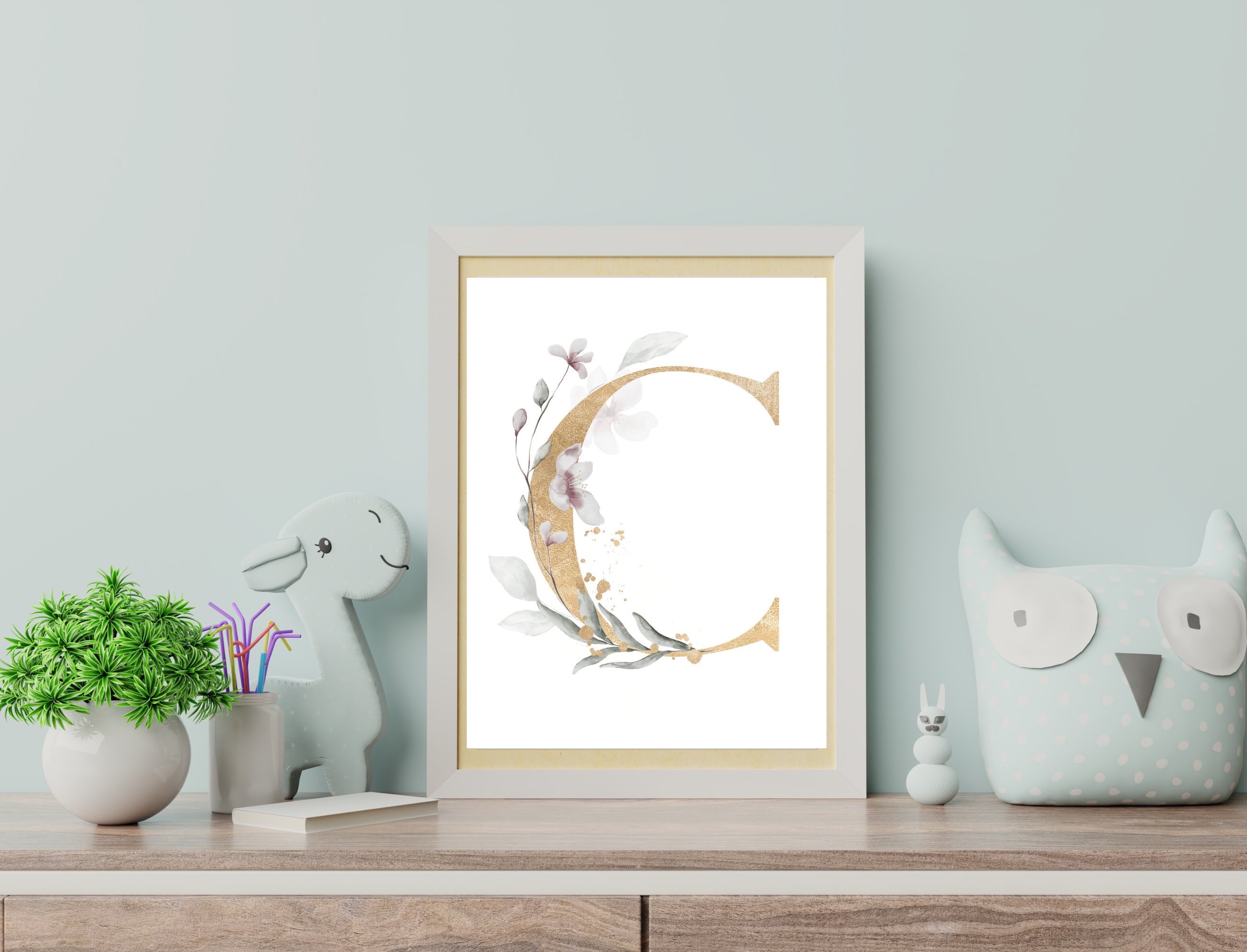 Modern Letter C Print Monogram Letter Wall Decor Letter Etsy