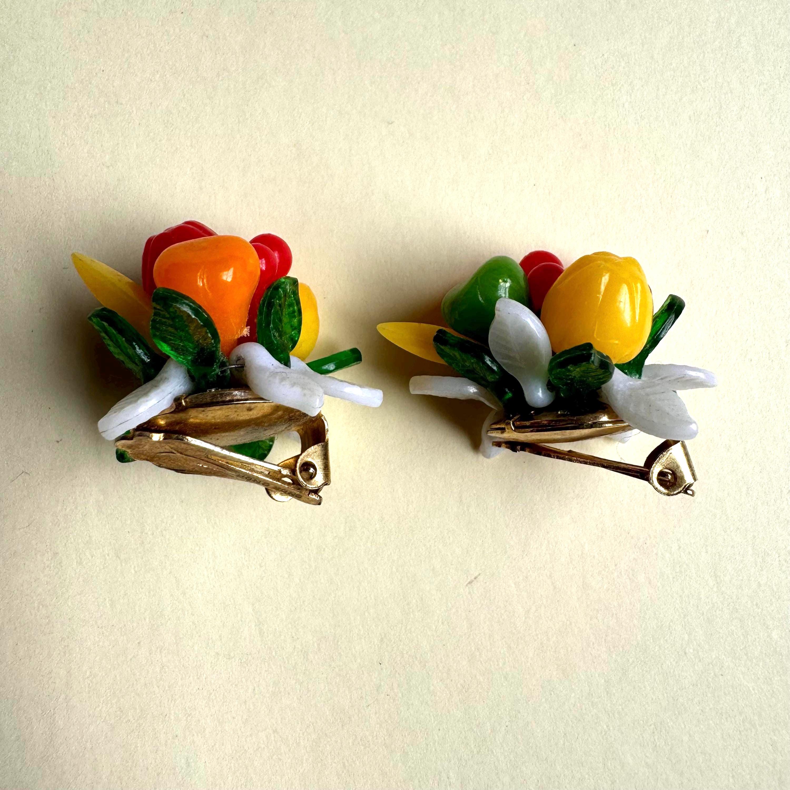 Vintage 50s Coro Moonstone Earrings Fruit Salad Tutti Frutti – Adolph Katz main image 0