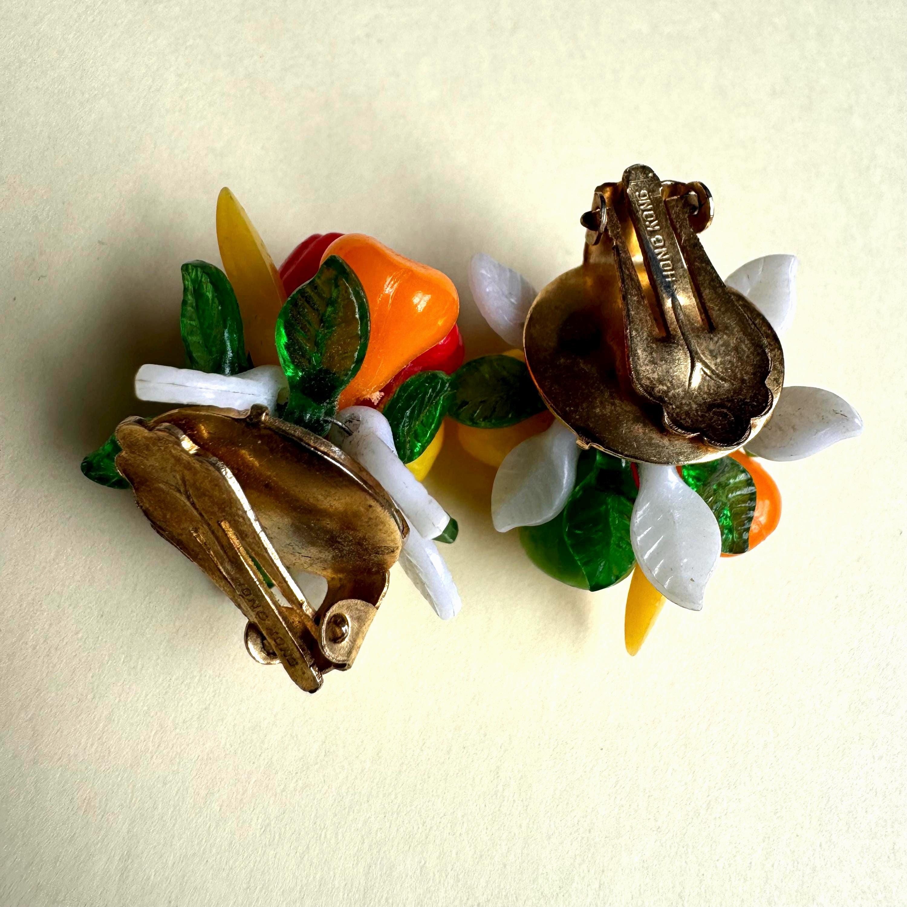 Vintage 50s Coro Moonstone Earrings Fruit Salad Tutti Frutti – Adolph Katz main image 1