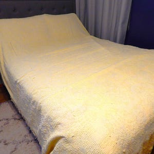 Vintage Chenille Queen Bedspread Pastel Yellow 1950s