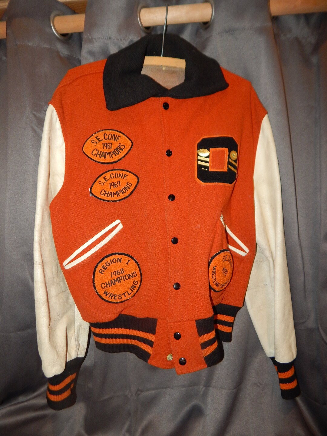 Vintage Letterman Jacket Wool Leather 1960s Football Wrestling Etsy