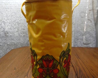 VTG Peacock Vacuum Bottle Company geïsoleerde zak met ritssluiting, geel jaren 70