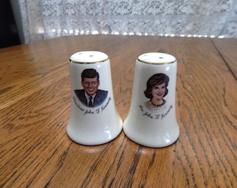 Vintage President John F Kennedy and Mrs. John F Kennedy Porcelain Salt and Pepper Shakers