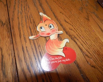 Vtg Pet Goldfish From Pinocchio Movie Mechanical Valentine's Day Card
