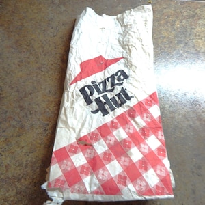 Vintage Pizza Hut Paper Delivery Sack Paper Bag White with Logo