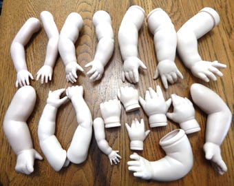 Ceramic Doll Arms and Hands Large Lot Doll Craft Halloween DIY Scary Body Parts