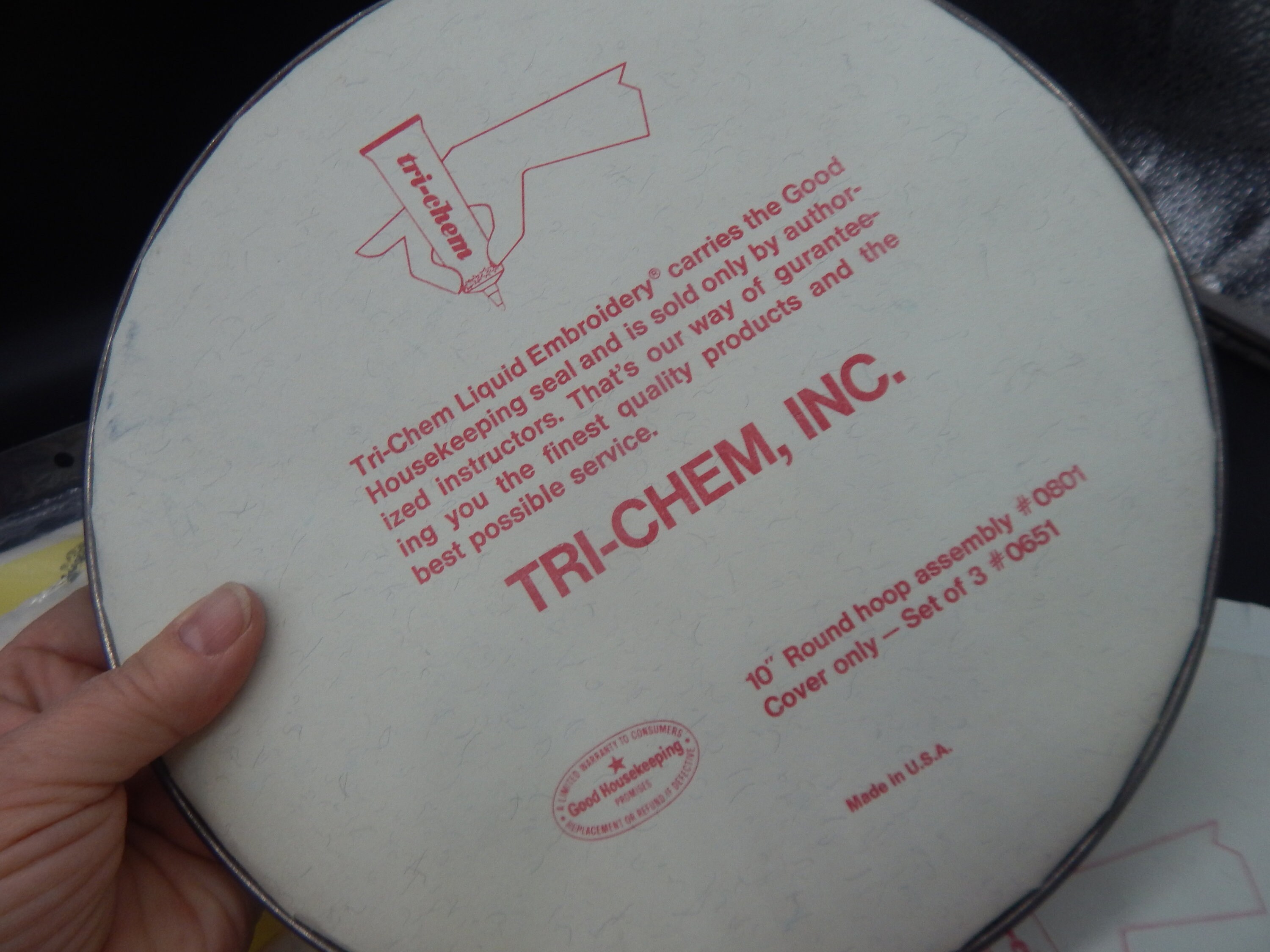 Tri Chem Liquid Embroidery Paper and Metal Hoops 10 & 7 Blotter Towels