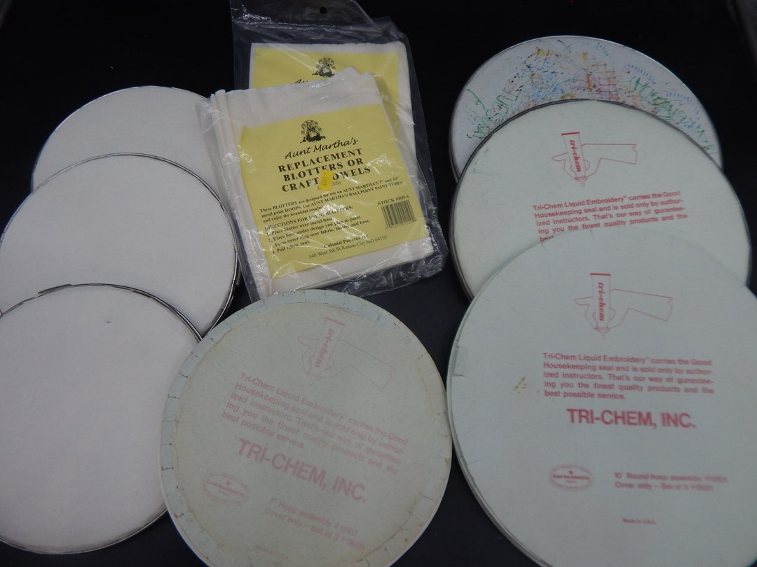 Tri Chem Liquid Embroidery Paper and Metal Hoops 10 & 7 Blotter Towels