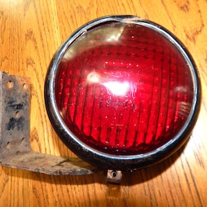 Vintage Round Red Glass Tail Marker Lamp Car Accessorie Trailer Accessory