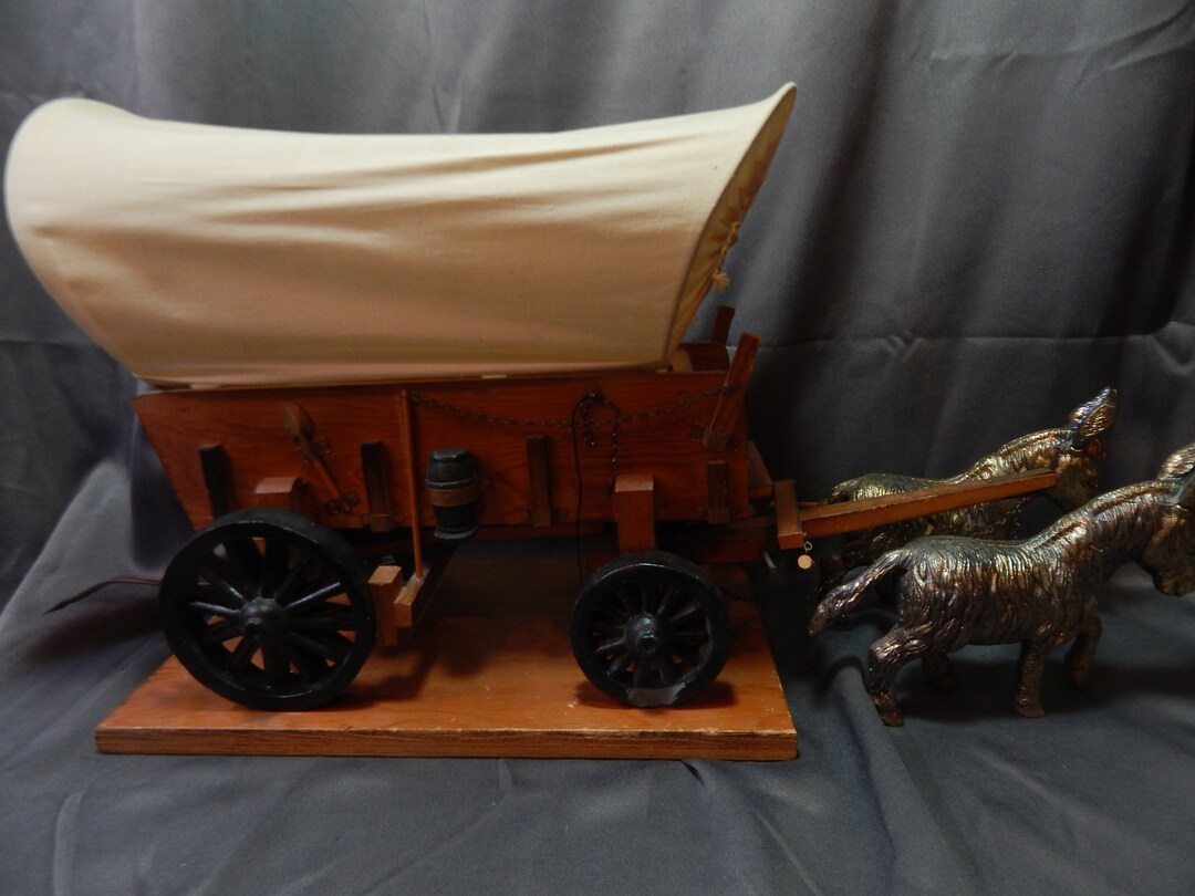 Conestoga Covered Wagon With Supplies and Metal Mule Team Etsy