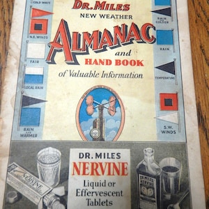 1936 Dr. Miles Neuer Weather Almanac und Handbuch wettervorhersage Flaggen und Sturmwarnungen